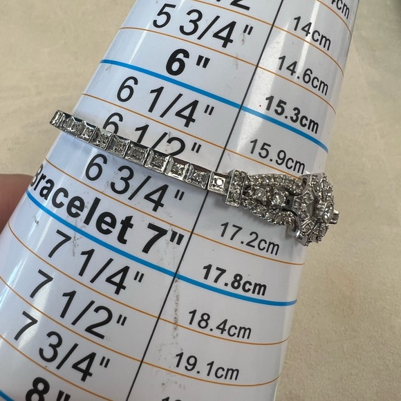 14K white gold and genuine natural diamonds vintage bracelet - Picture 8 of 17